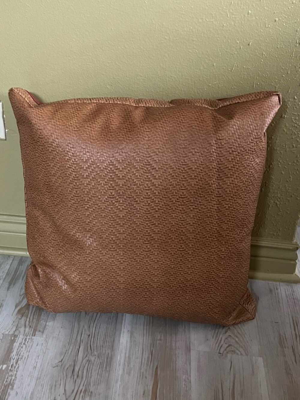 NWOT Pair Of Woven Cushion Leather Brown Pillow